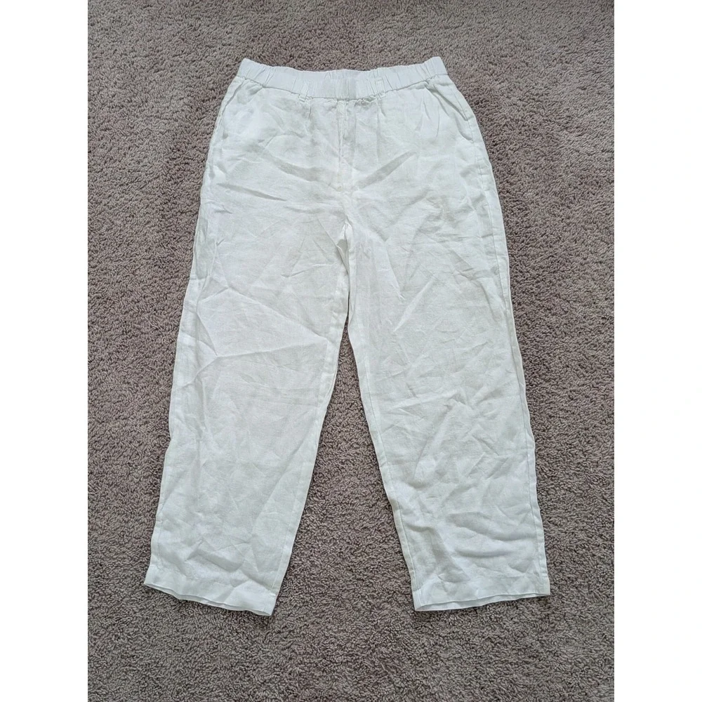 Quince 100% European Linen Pants White Womens Medium (Fits 30x25) NWT